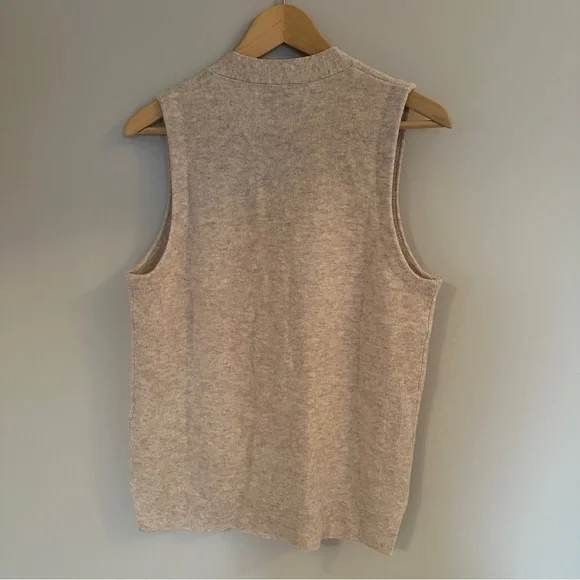 NEW Ganni Cashmere Mix Button Vest Sweater in Oyster Gray / Cream - size XS - Picture 5 of 7